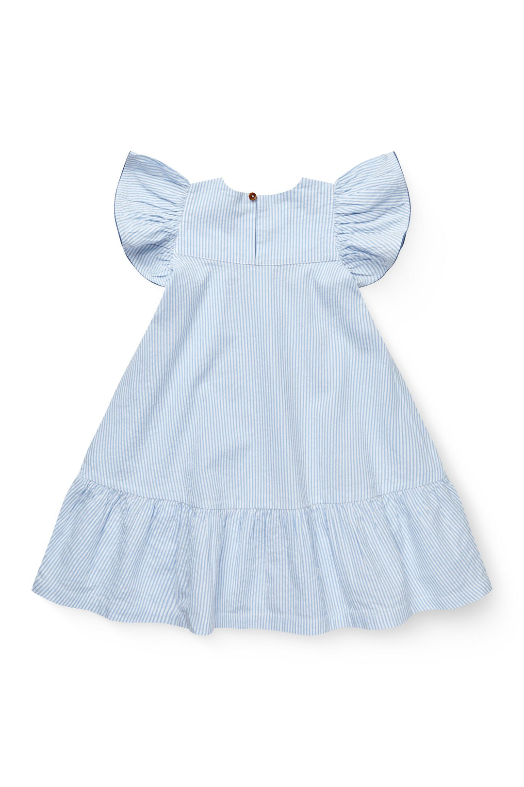 BONDEKJOLE M. KONTRAST KANT - SKY BLUE W CREAM STRIPE W OCEAN BLUE