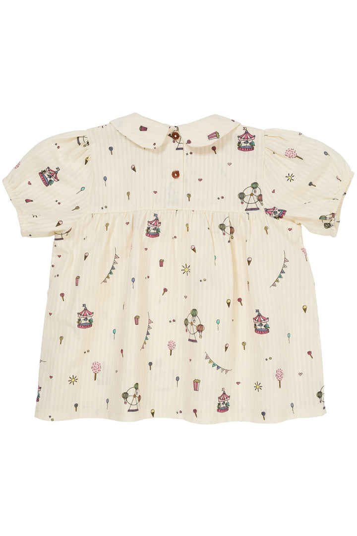 PRINTET BLUSE M. PUFÆRME - CREAM PRINT