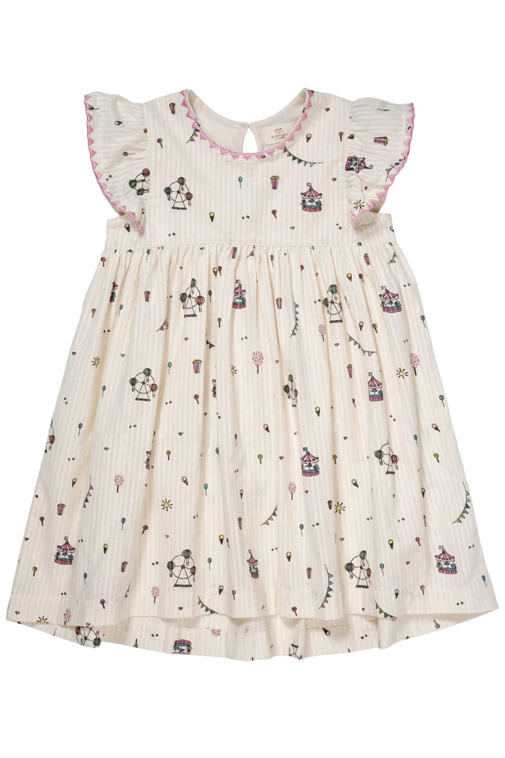 PRINTET KJOLE M. FLÆSER - CREAM PRINT