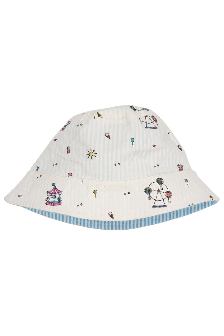 VENDBAR BØLLEHAT PRINT - CREAM PRINT