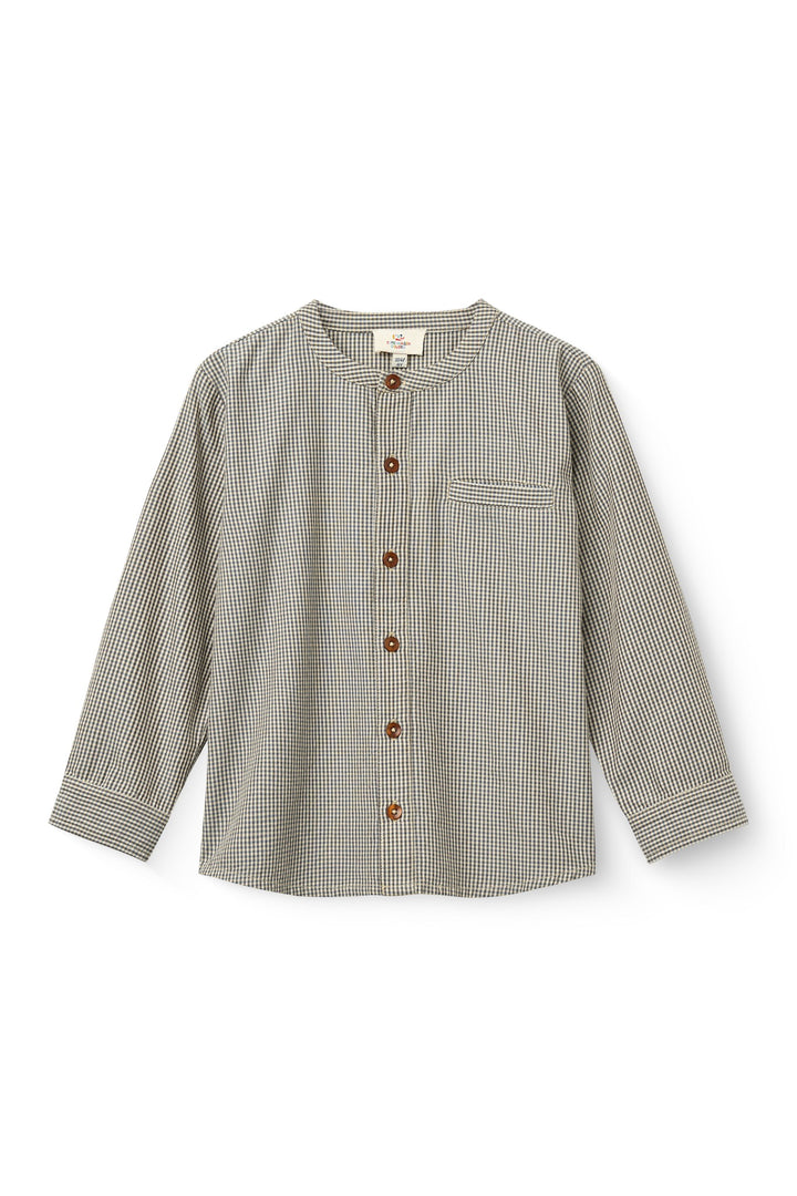 Ternet Bluse Med Knaplukning - ENDLESS SKY/ BROWN CHECK COMB