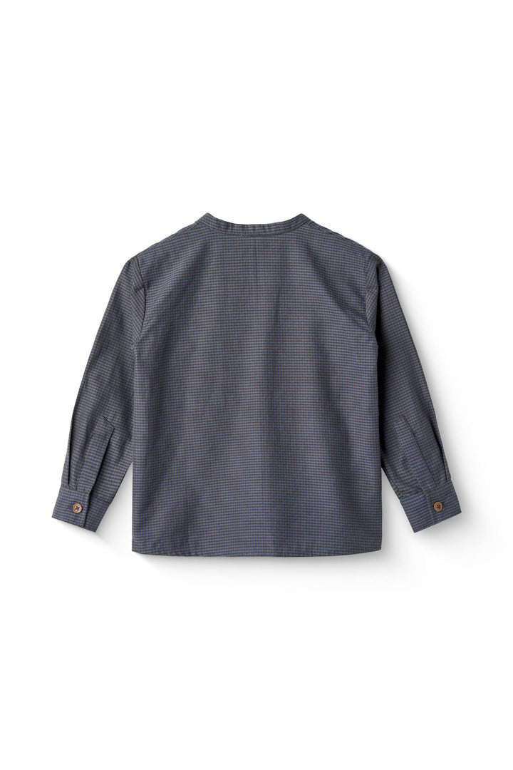 TERNET BLUSE MED KNAPLUKNING - NAVY CHECK COMBI