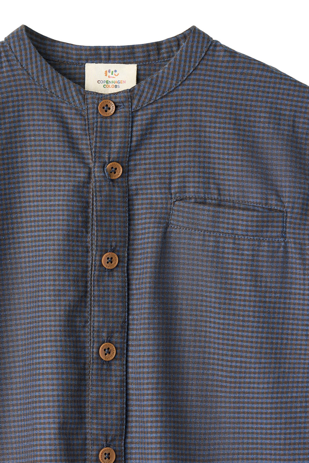 TERNET BLUSE MED KNAPLUKNING - BROWN BLUE CHECK COMB