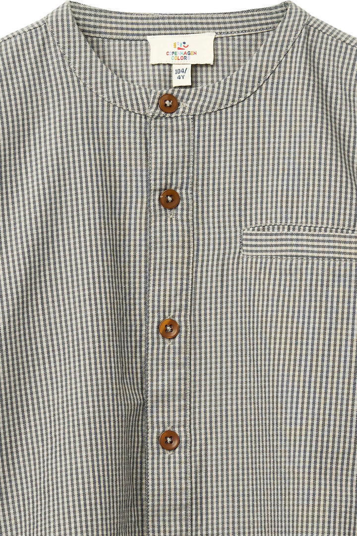 Ternet Bluse Med Knaplukning - GREY CHECK COMB