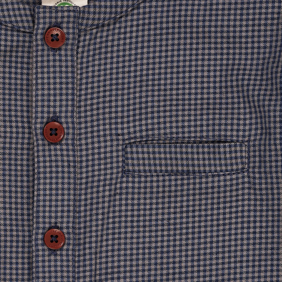 TERNET BLUSE MED KNAPLUKNING - BROWN BLUE CHECK COMB