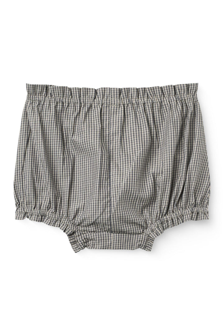 Ternet Broderet Baby Sæt m. Bluse og Bloomers - Grey Check Comb.