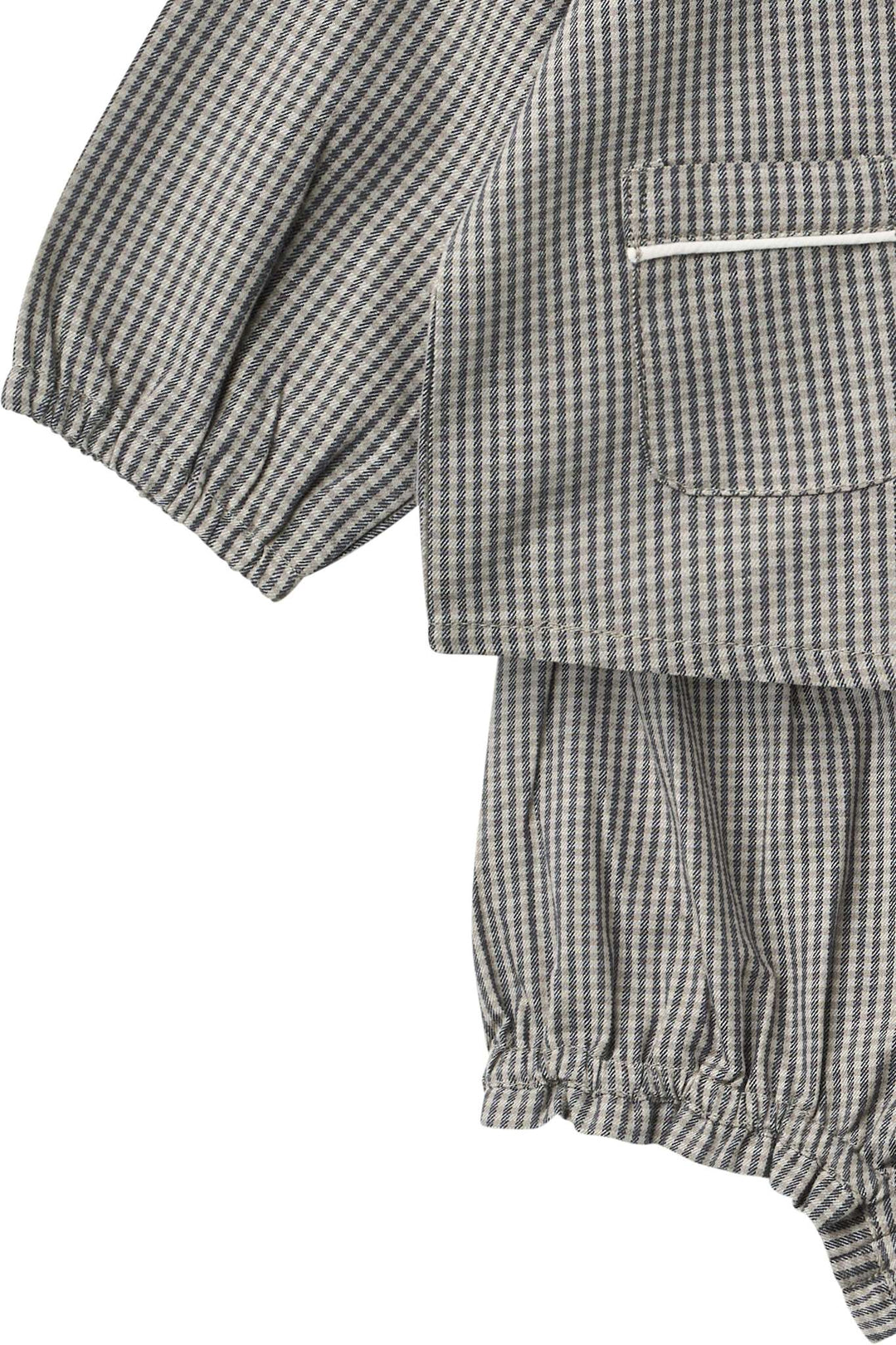 Ternet Broderet Baby Sæt m. Bluse og Bloomers - Grey Check Comb.