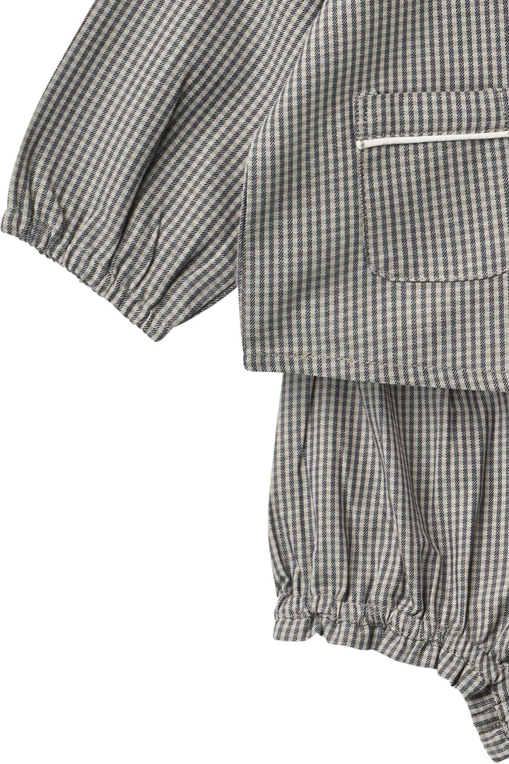Ternet Broderet Baby Sæt m. Bluse og Bloomers - Grey Check Comb.
