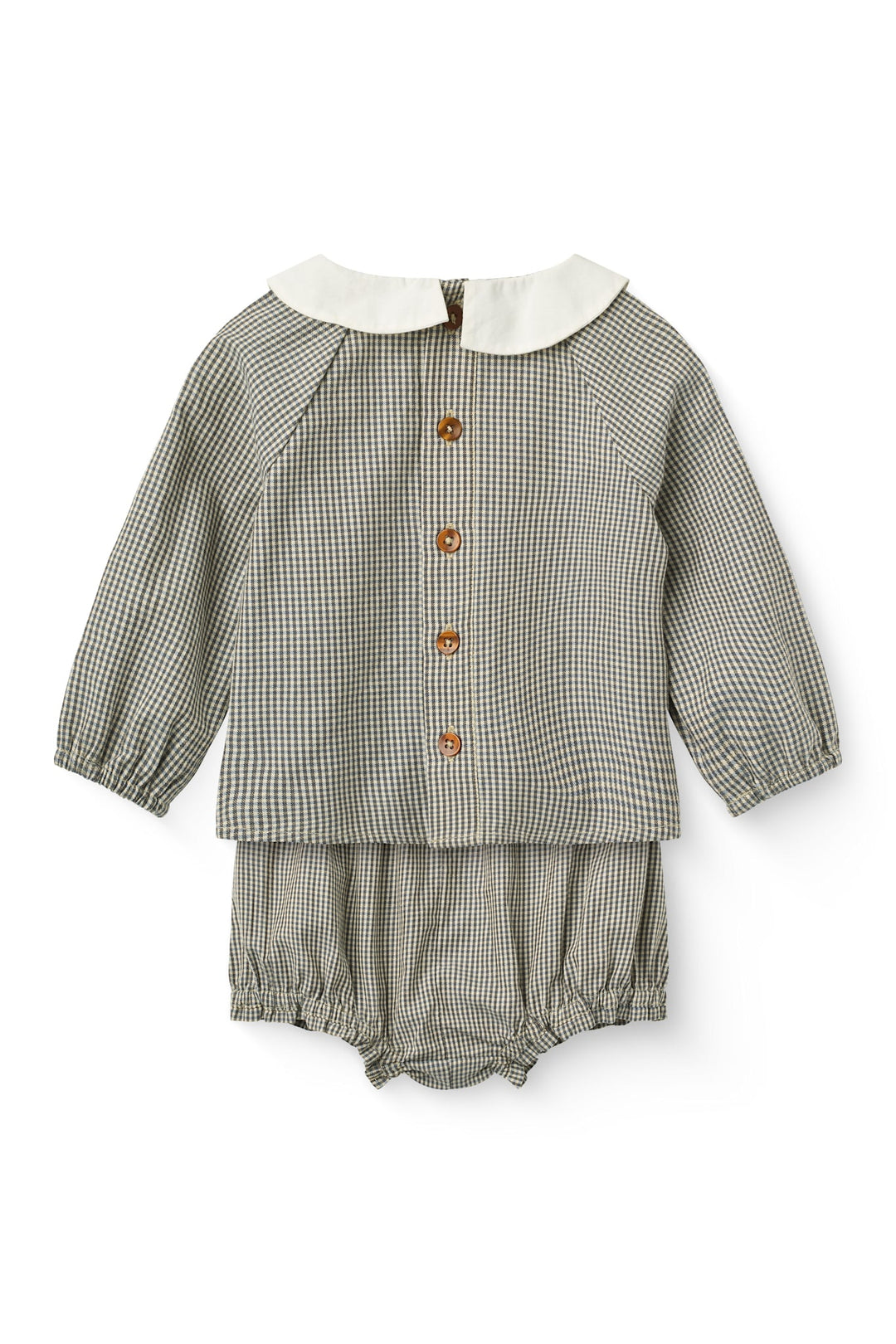 Ternet Baby Sæt m. Bluse og Bloomer - Brown/Sky Check Comb.