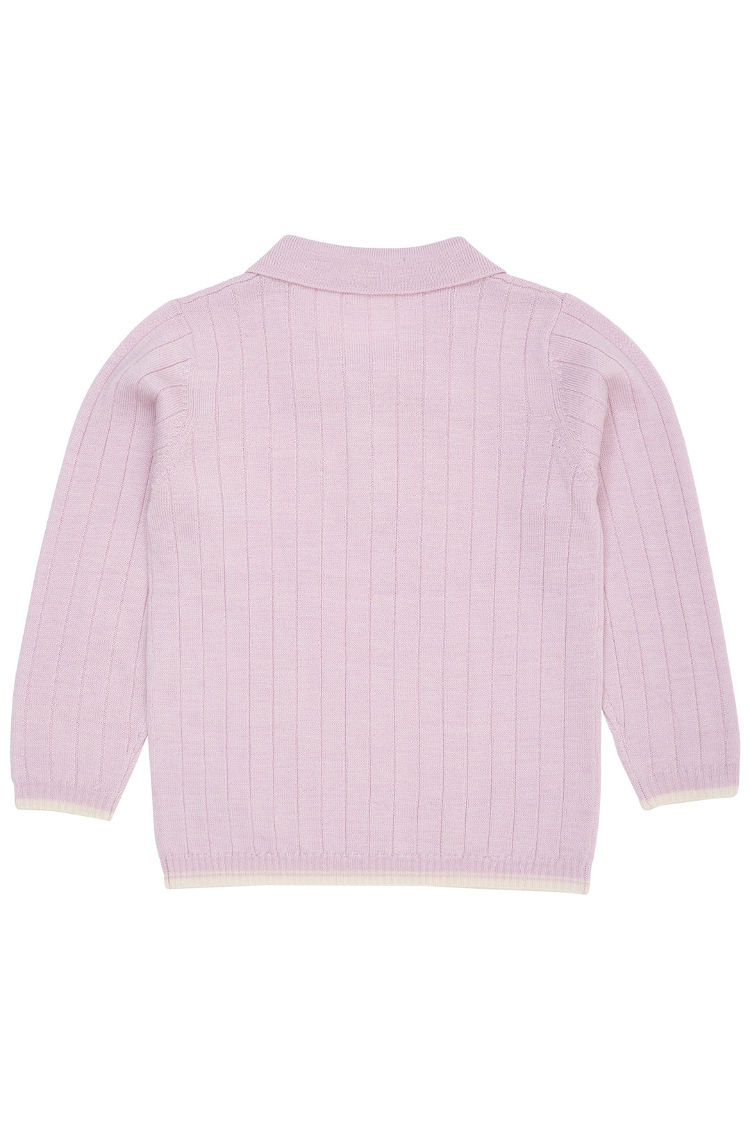 MERINO POLO BLUSE - LAVENDER/CREAM