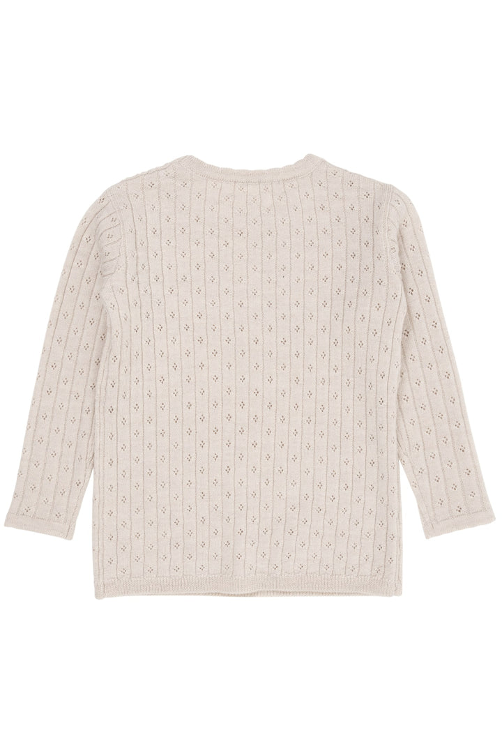 POINTELLE BLUSE I MERINOULD - PALE CREAM MELANGE