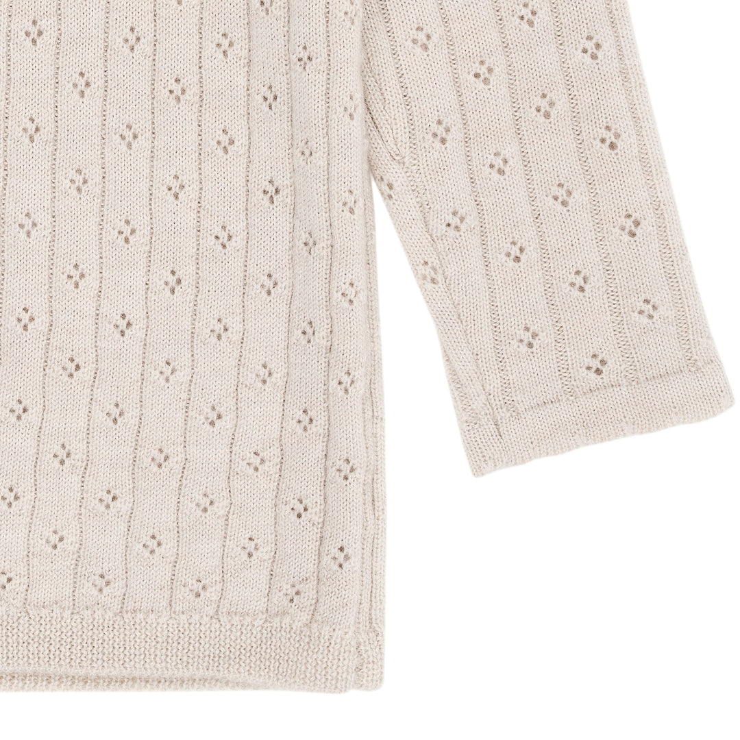 POINTELLE BLUSE I MERINOULD - PALE CREAM MELANGE