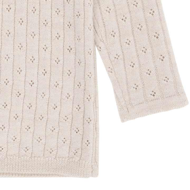 POINTELLE BLUSE I MERINOULD - PALE CREAM MELANGE