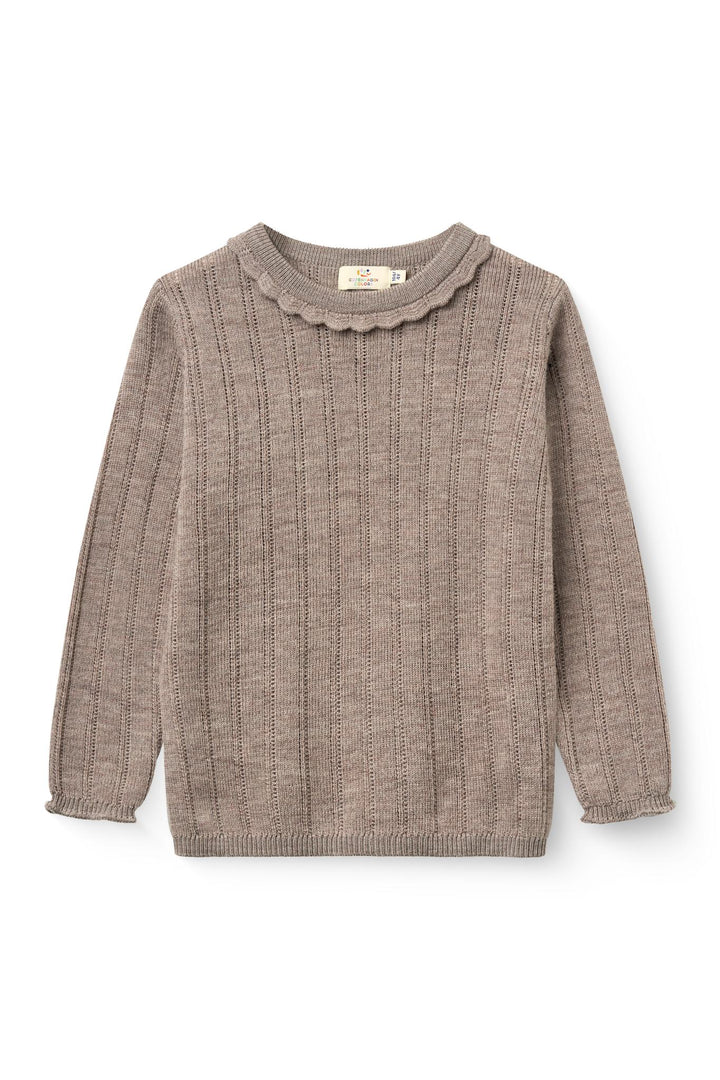 L/Æ Merino Pattern Bluse - Natural Melange