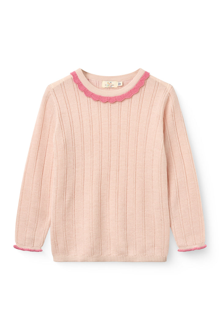 L/Æ Merino Pattern Bluse - Soft Pink Comb.