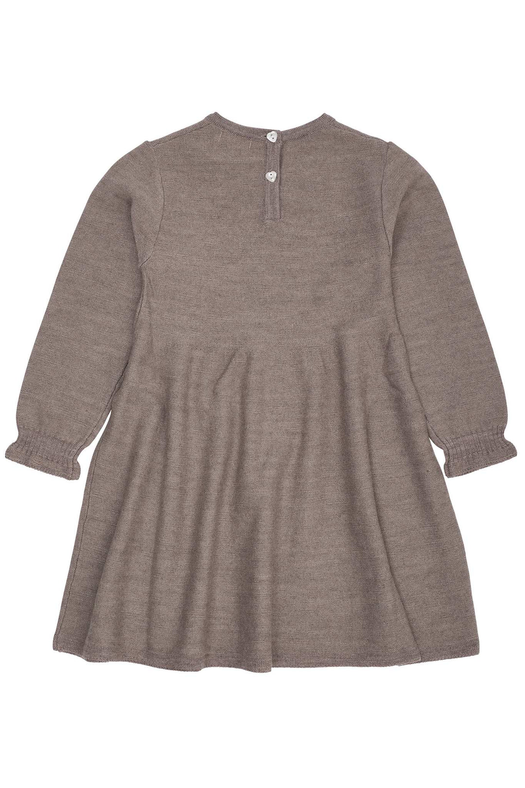 KJOLE MED HJERTE BRODERI I MERINOULD - NATURAL MEL. W. DUSTY BLUE HEART