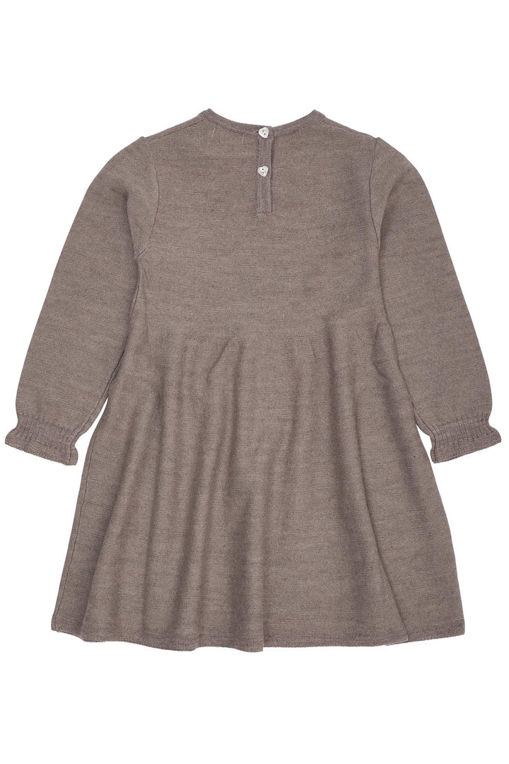 KJOLE MED HJERTE BRODERI I MERINOULD - NATURAL MEL. W. DUSTY BLUE HEART