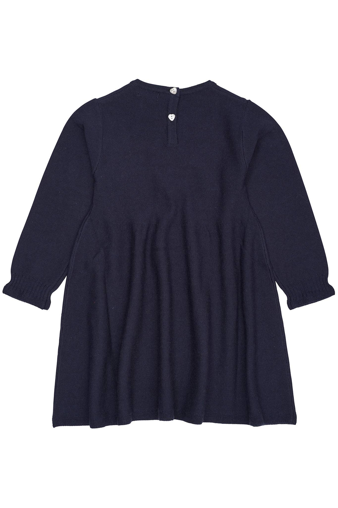 KJOLE MED HJERTE BRODERI I MERINOULD - NAVY W. BUBBELGUM HEART