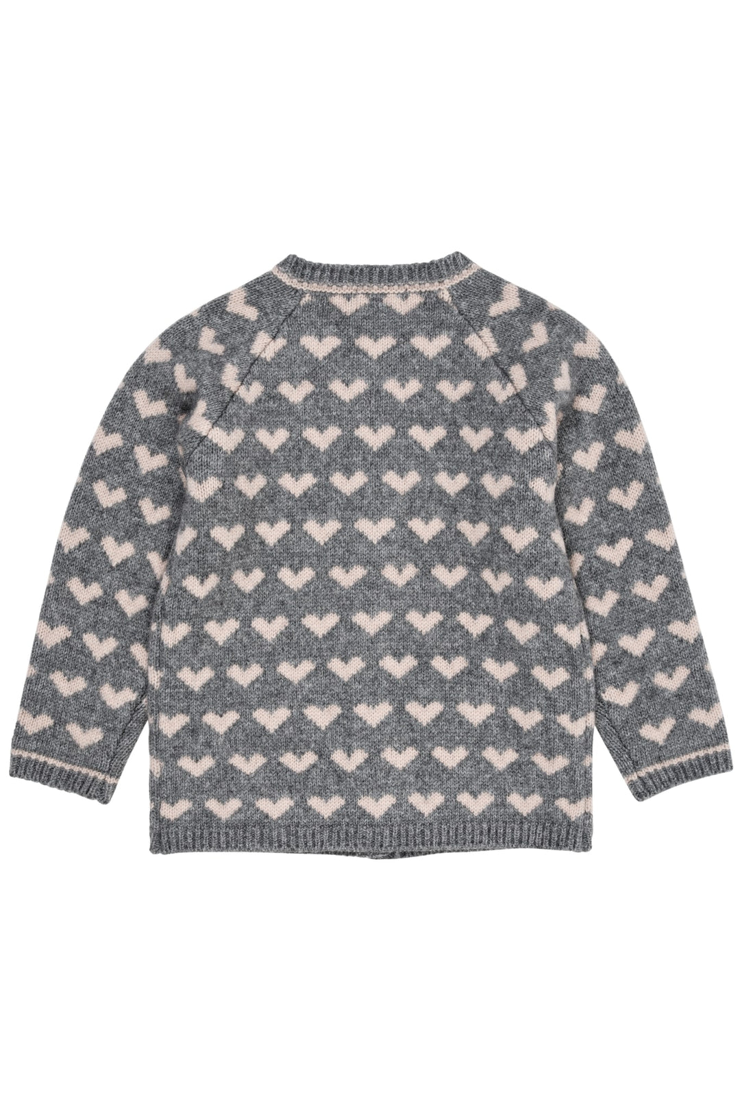 Cashmere Cardigan m. Hjerte - Grey Mel./Taupe Comb.