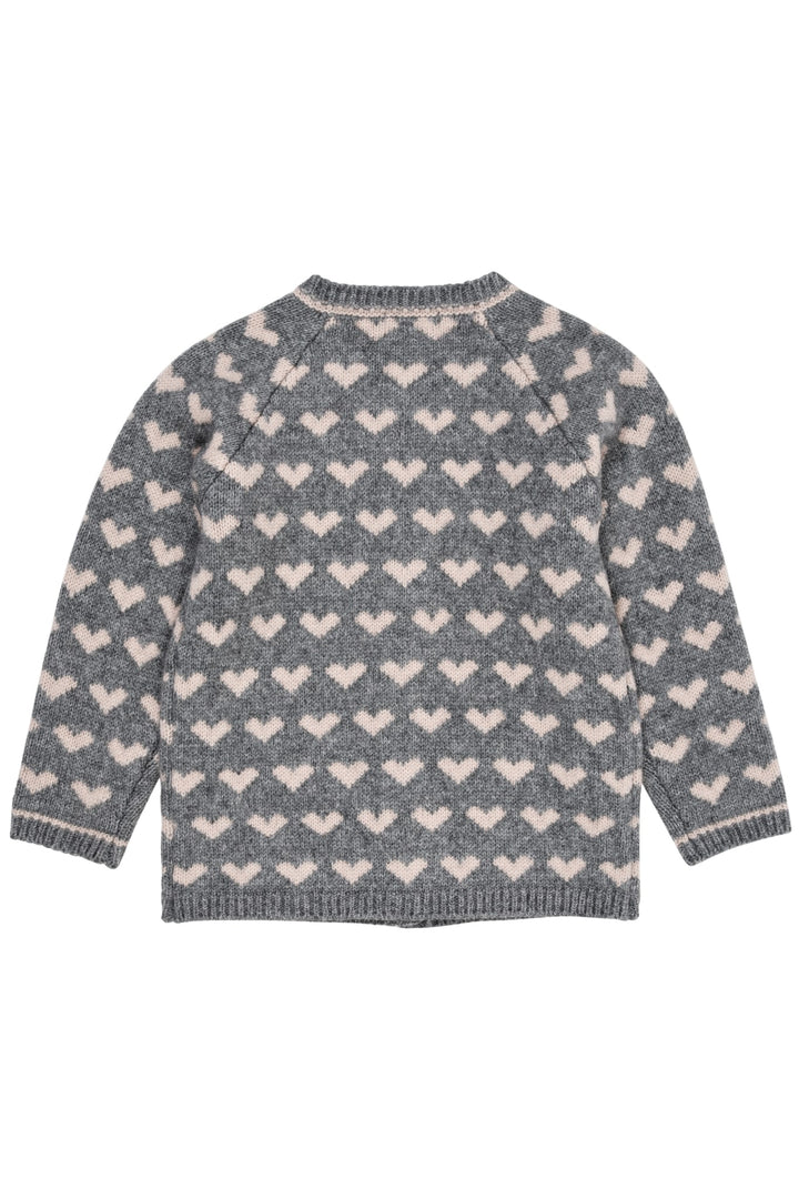 Cashmere Cardigan m. Hjerte - Grey Mel./Taupe Comb.