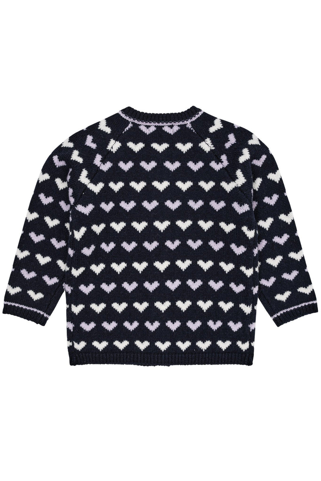 Cashmere Cardigan m. Hjerte - Navy/Lavender Comb