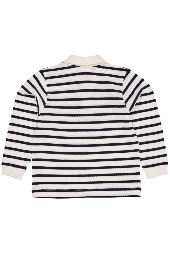 STRIBET POLO MED LANGE ÆRMER - NAVY/CREAM STRIPE