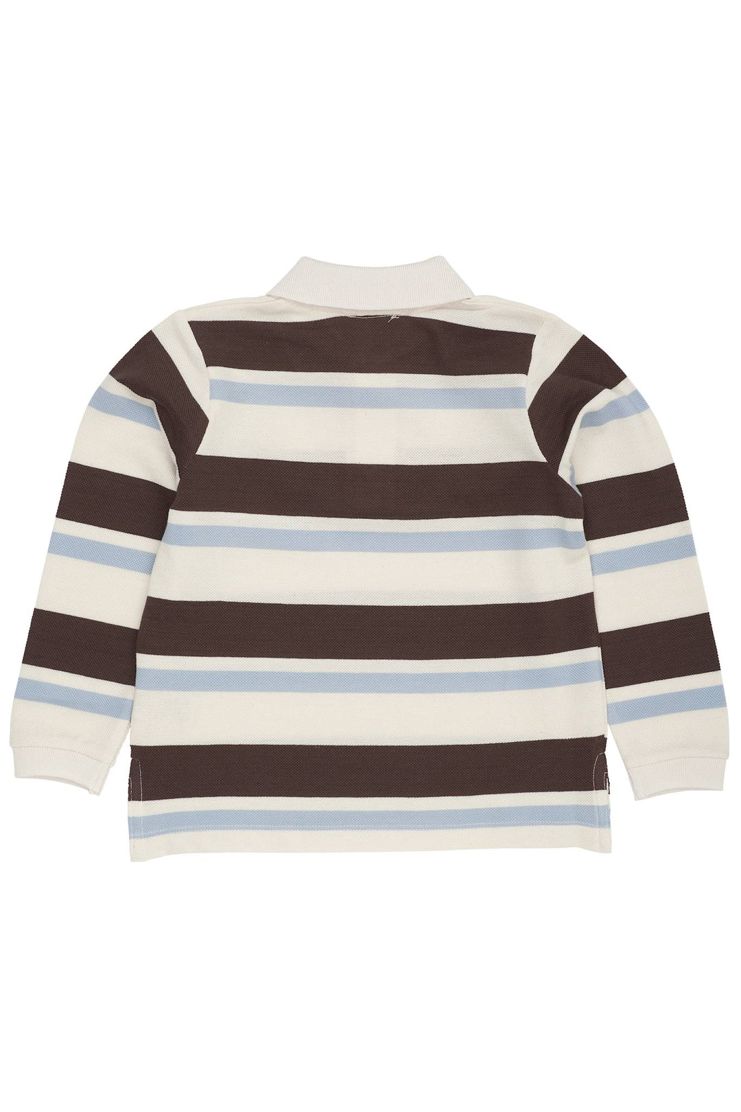 STRIBET POLO MED LANGE ÆRMER - DUSTY BLUE COMBI