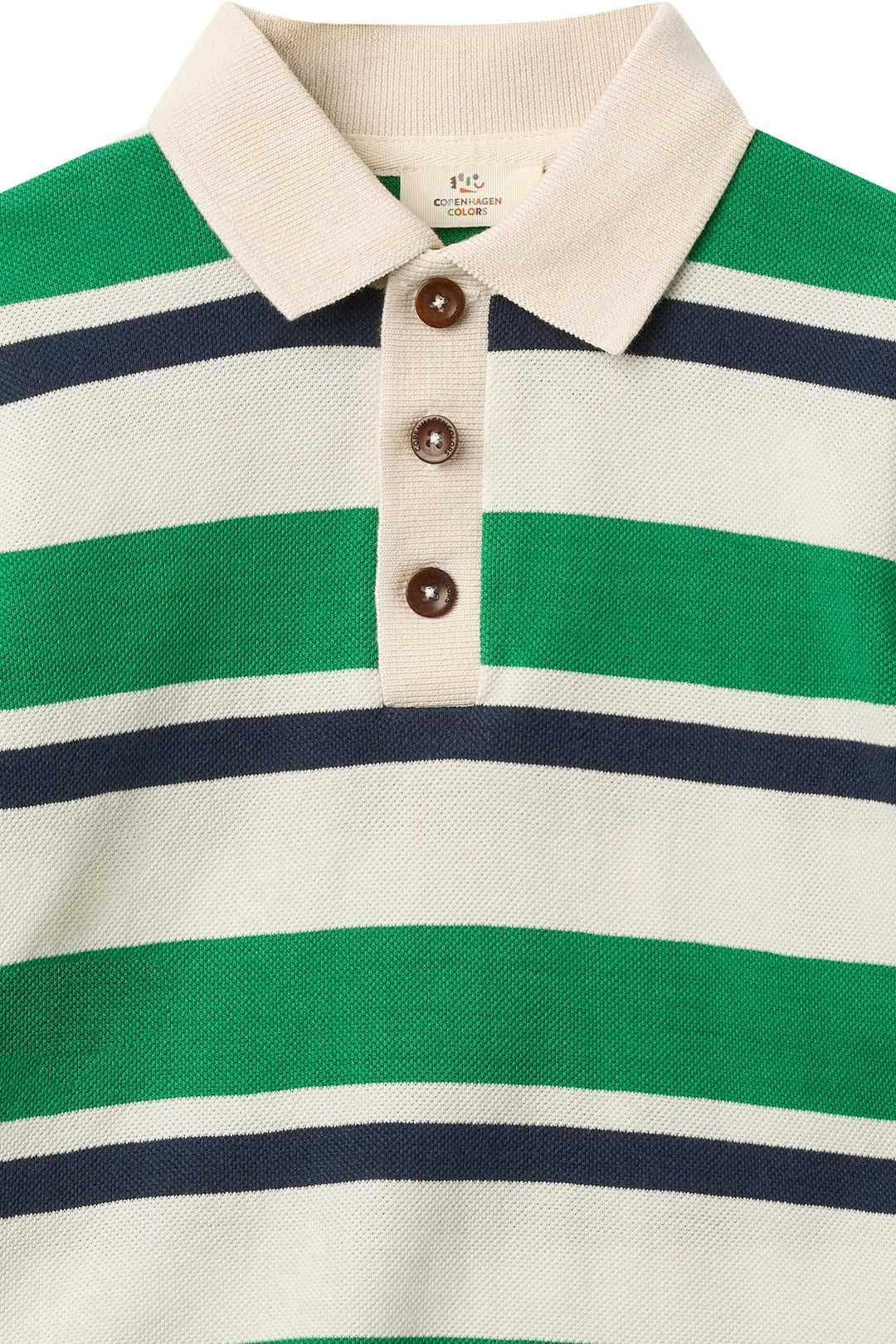 STRIBET POLO MED LANGE ÆRMER - GREEN COMBI