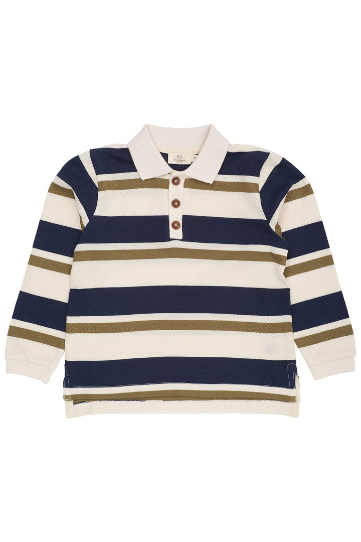 STRIBET POLO MED LANGE ÆRMER - GREEN COMBI