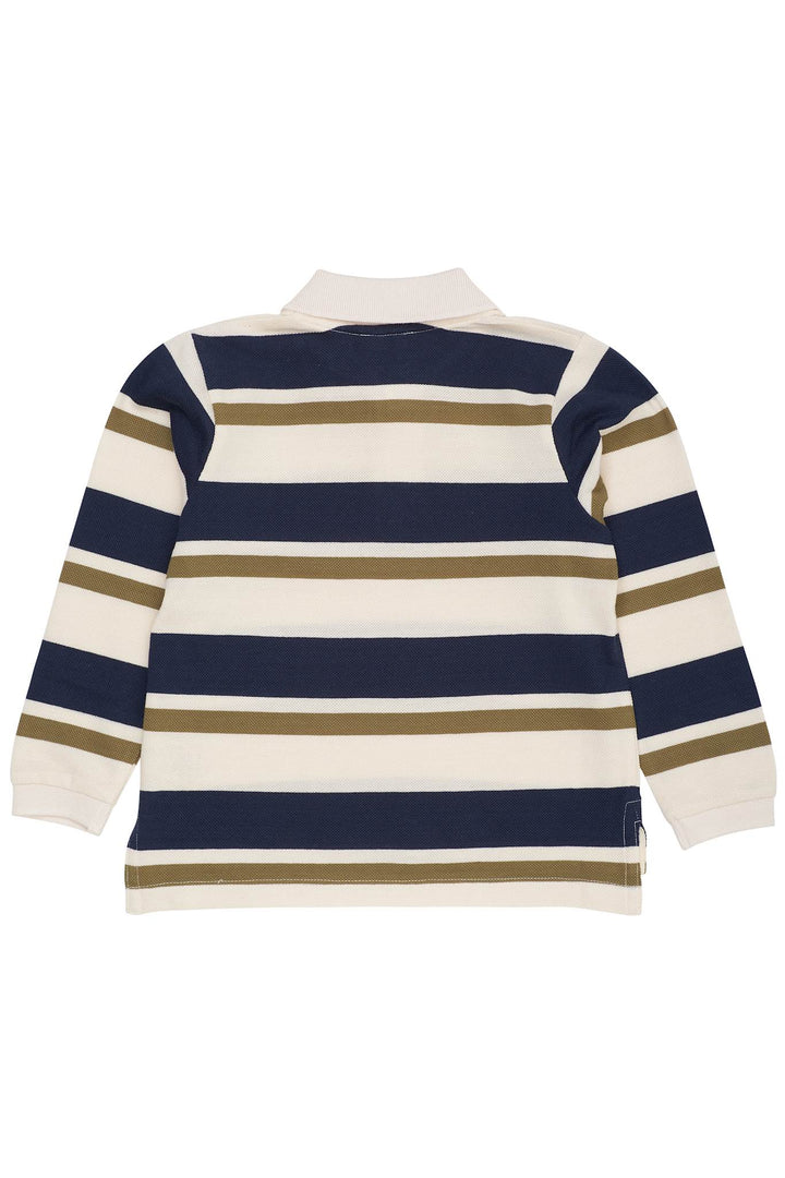 STRIBET POLO MED LANGE ÆRMER - GREEN COMBI