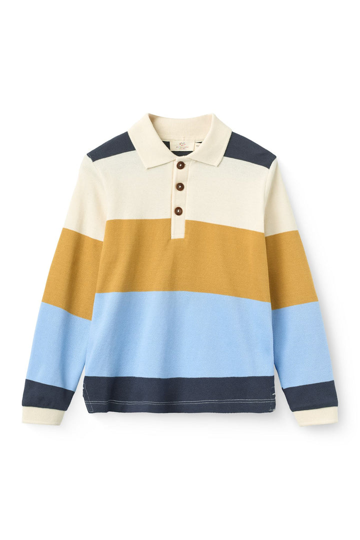 Klassisk Pique Polo m. L/Æ - Mustard Comb.