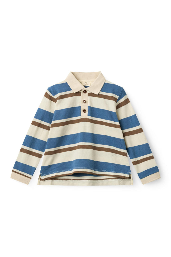 STRIBET POLO MED LANGE ÆRMER - SHARP BLUE COMB.