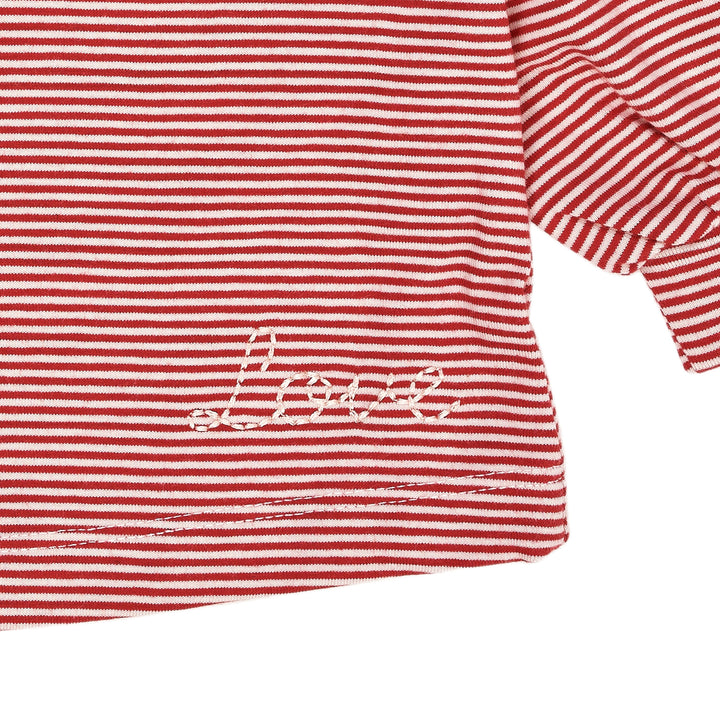 STRIBET BLUSE MED KRAVE - RED/CREAM STRIPE