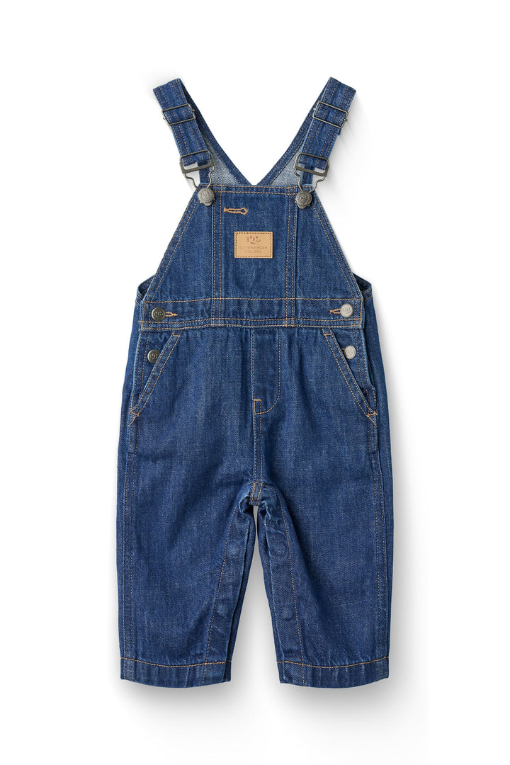 ØKOLOGISKE BABY OVERALLS - DARK INDIGO BLUE WASHED