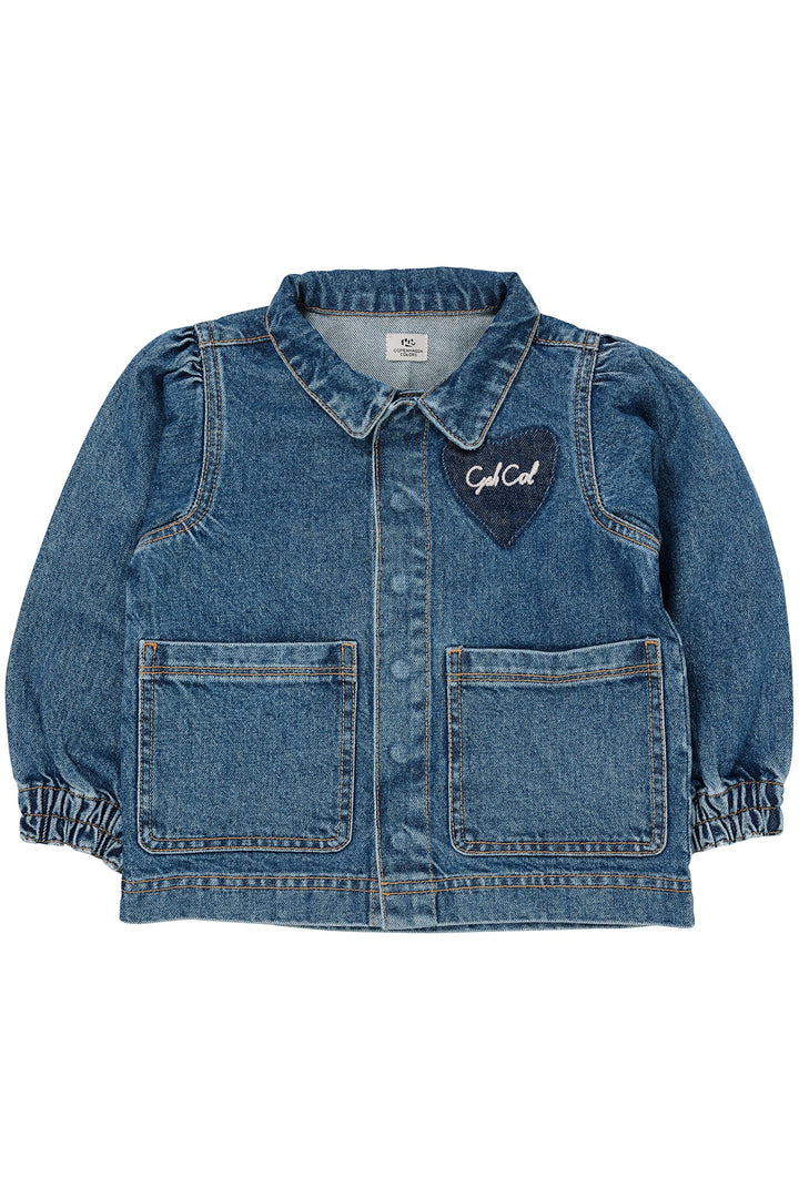 DENIM HJERTE JAKKE - INDIGO BLUE WASHED