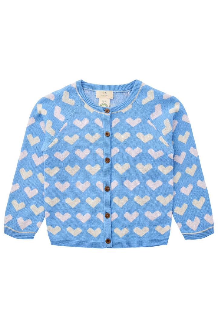 STRIKKET HJERTE CARDIGAN - SKY BLUE COMB
