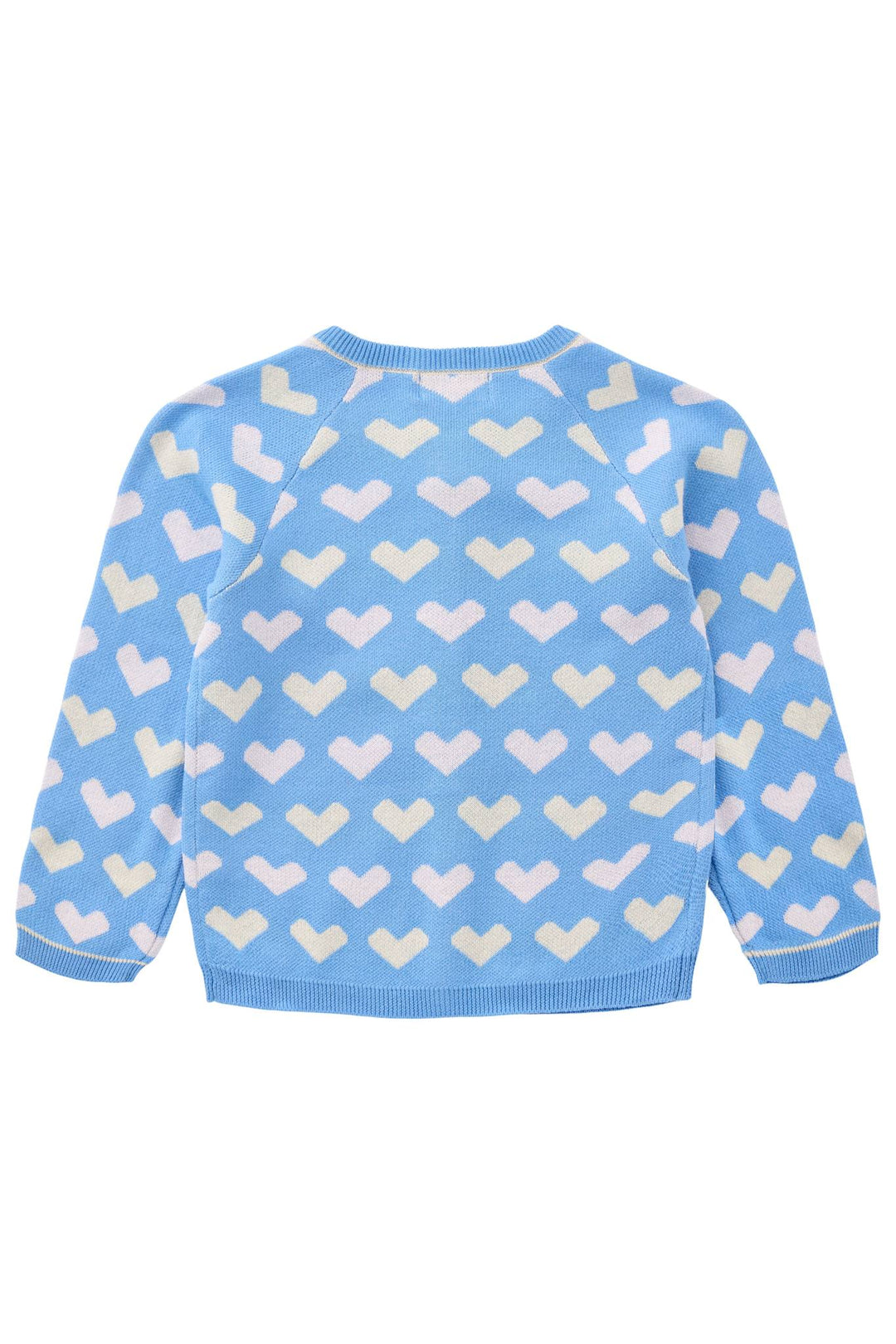 STRIKKET HJERTE CARDIGAN - SKY BLUE COMB