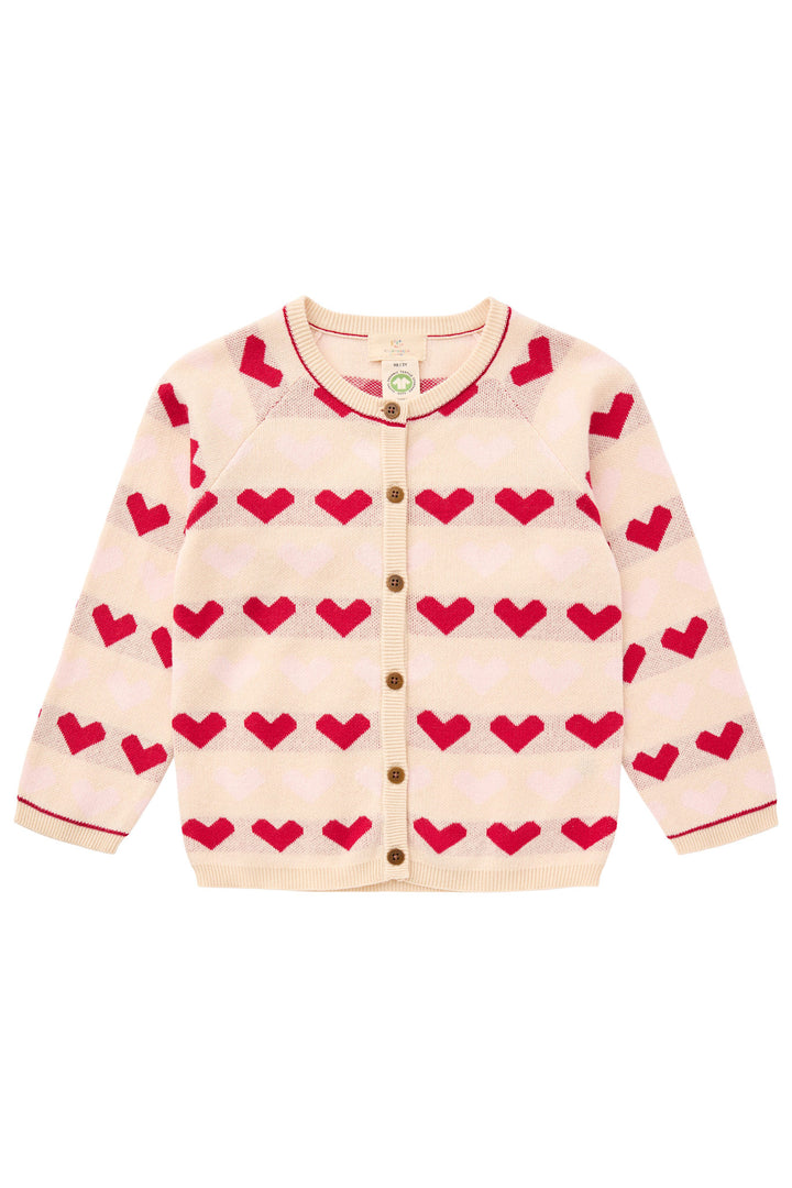 STRIKKET HJERTE CARDIGAN - BERRY COMB