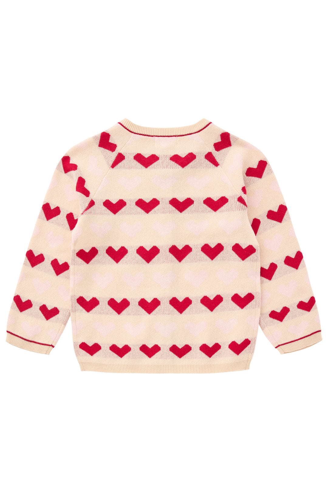 STRIKKET HJERTE CARDIGAN - BERRY COMB
