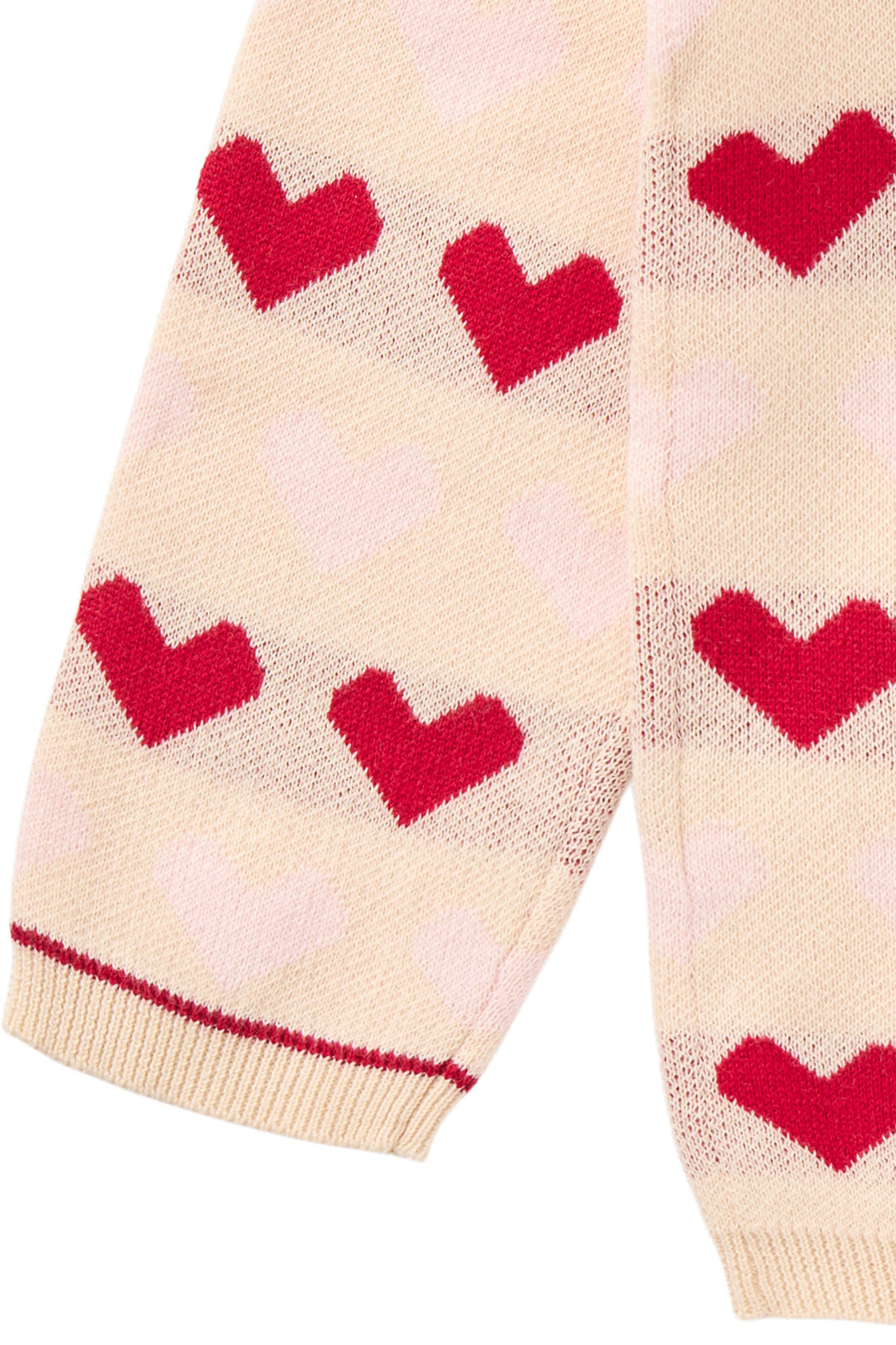 STRIKKET HJERTE CARDIGAN - BERRY COMB