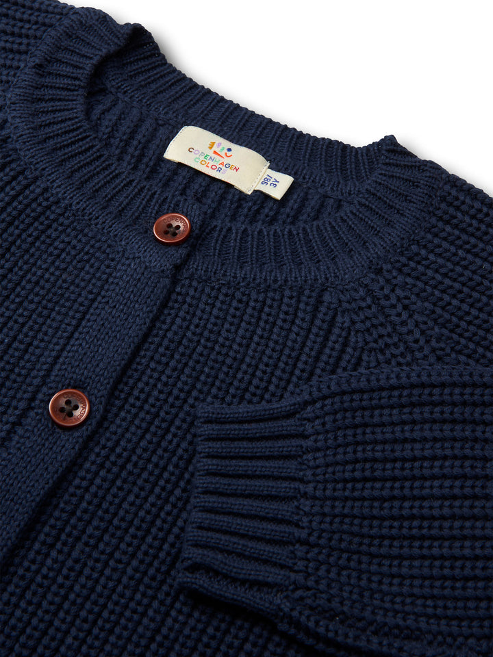 KLASSISK STRIKKET CARDIGAN - NAVY