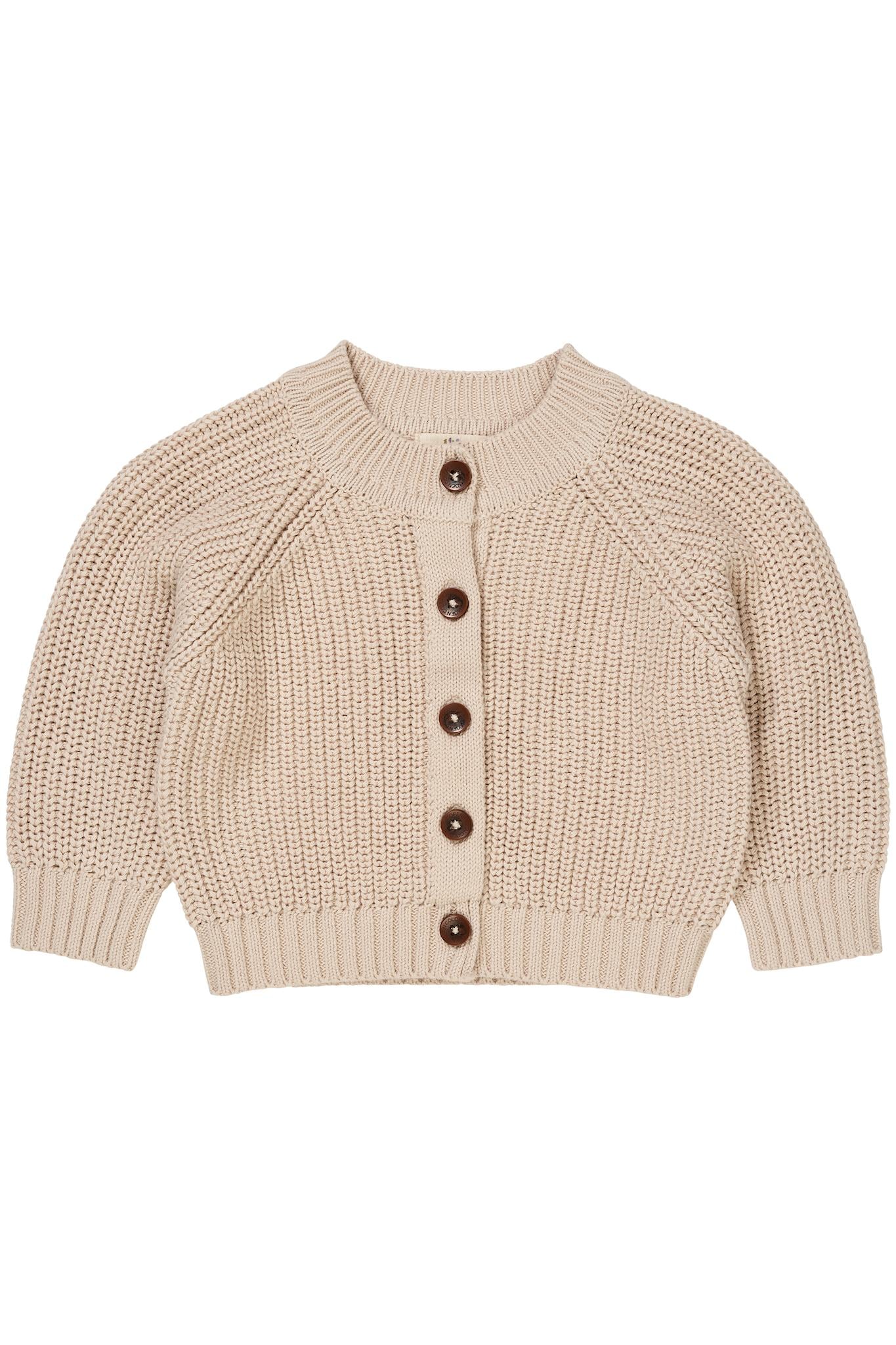 KLASSISK STRIKKET CARDIGAN - BEIGE