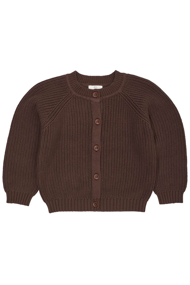 KLASSISK STRIKKET CARDIGAN - DK BROWN