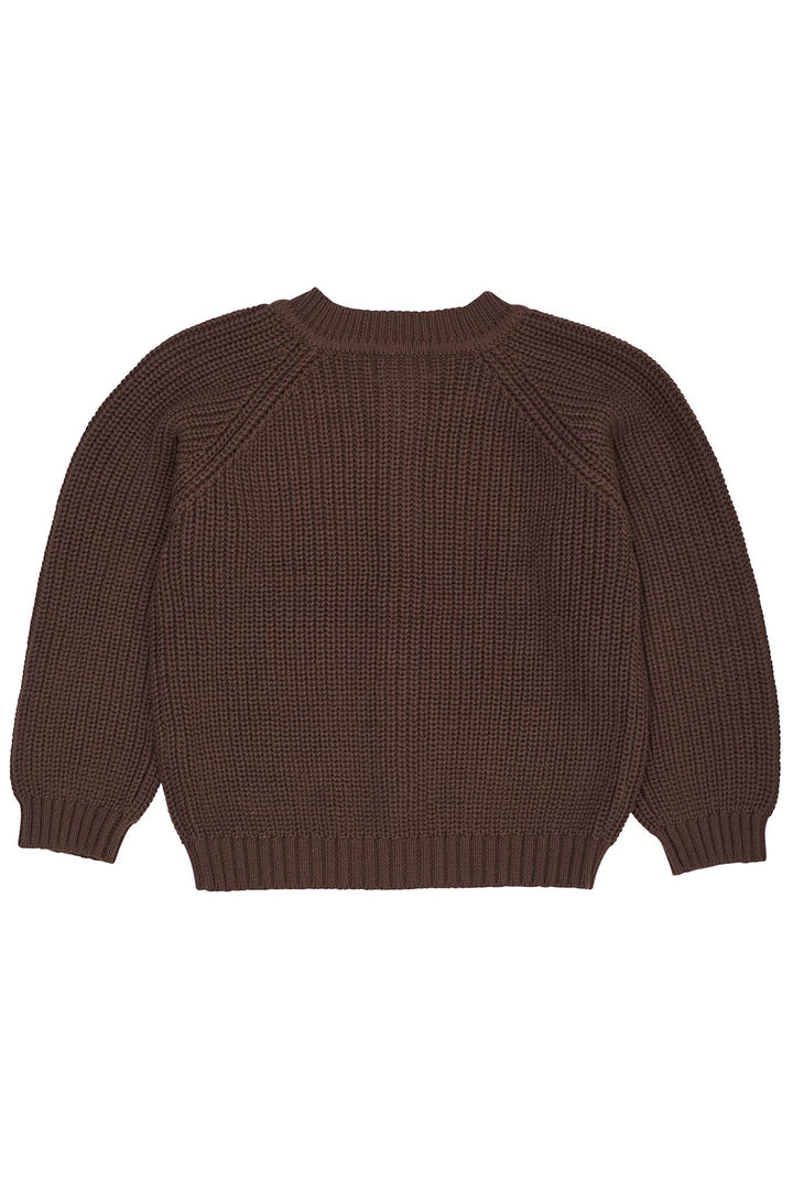 KLASSISK STRIKKET CARDIGAN - DK BROWN