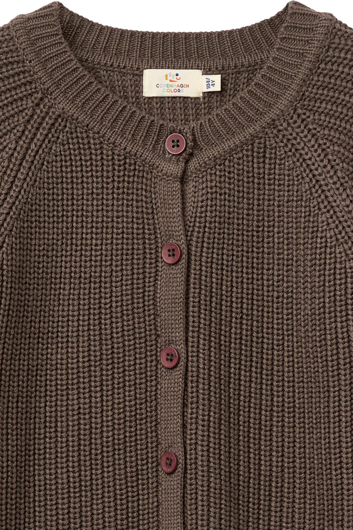 KLASSISK STRIKKET CARDIGAN - DK BROWN