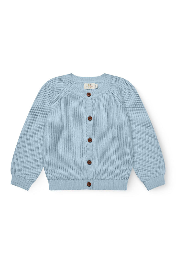 KLASSISK STRIKKET CARDIGAN - DUSTY BLUE