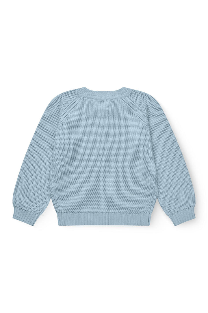 KLASSISK STRIKKET CARDIGAN - DUSTY BLUE