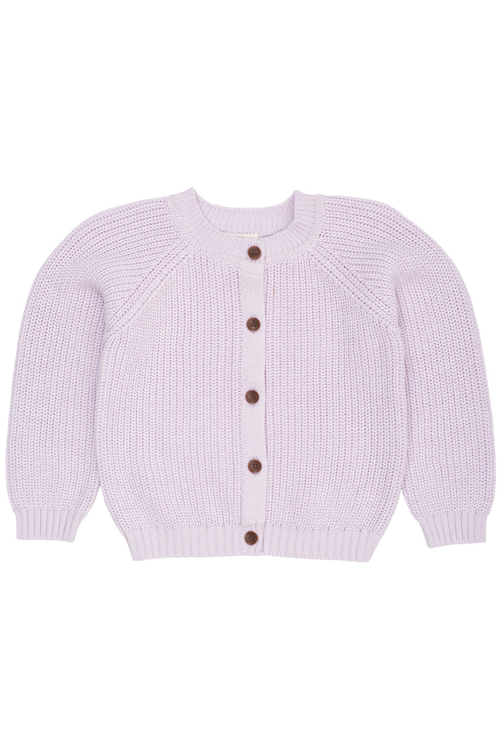 KLASSISK STRIKKET CARDIGAN - LAVENDER