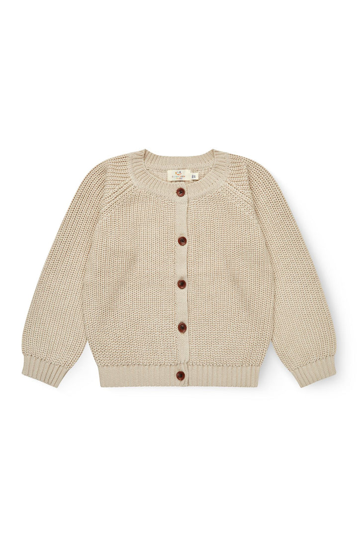 KLASSISK STRIKKET CARDIGAN - SAND