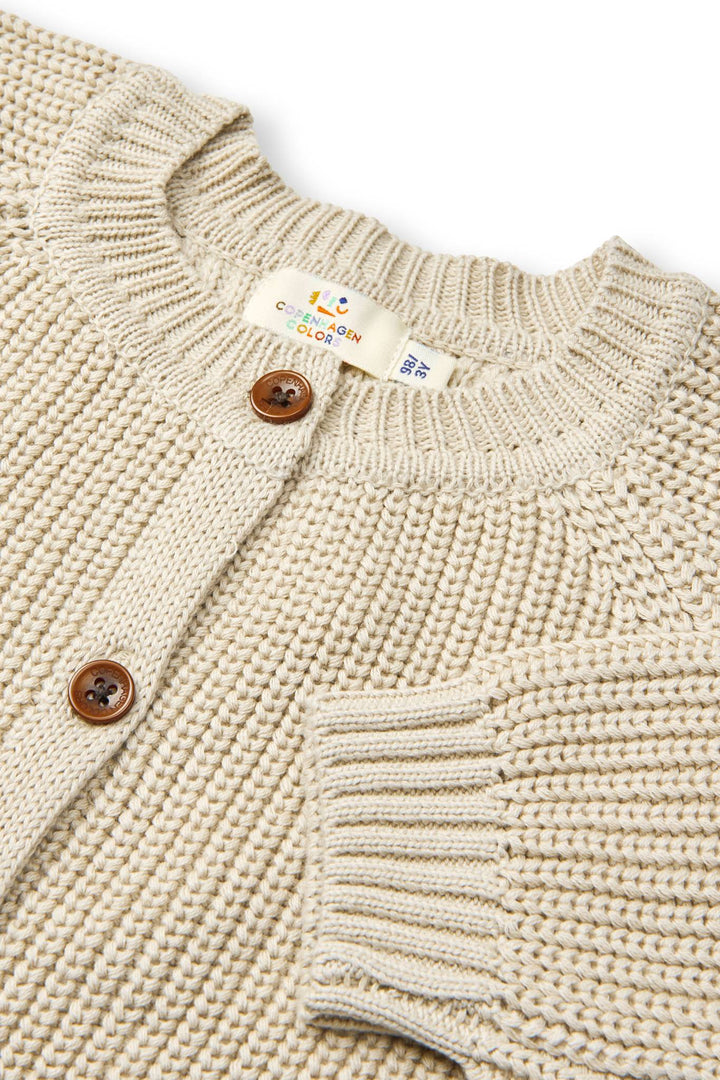KLASSISK STRIKKET CARDIGAN - SAND